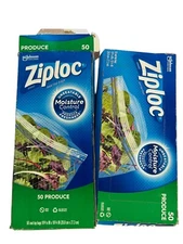 Ziploc Fresh Produce Bags Large - 50 Count Moisture Control New 25+ Bonus