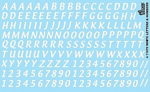 Gofer-Racing 5/8'' White Letter & Numbers - Random Decal Kit - #11075
