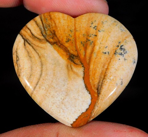 Colgante de cabujón corazón jaspe imagen natural 45 quilates piedra preciosa 34x35x6 mm DK = 59 - Imagen 2 de 5