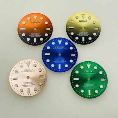 Blue Luminous Watch Dial for NH35 NH36 Movement 3/3.8'o Clock 28.5mm