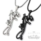 Stainless Steel Panther Pendant Silver Black Puma Jaguar Leopard Necklace Mens