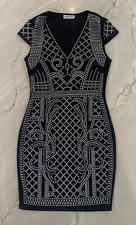 NEW Fashion Nova Black Studded Cocktail Mini Dress Cap Sleeve Women's Size Small
