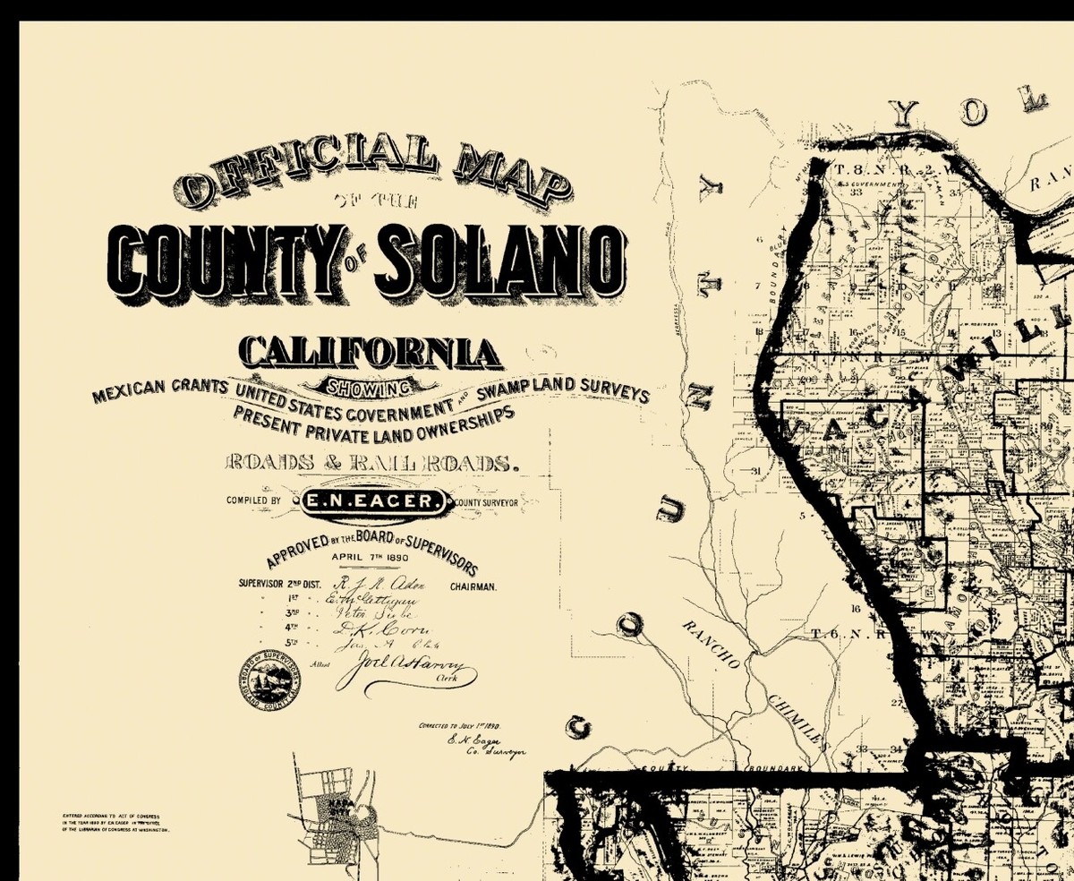 Historic County Map - Solano County California - Eager 1890 - 28.06 x 23 |  eBay
