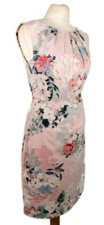 Phase Eight Pink Floral Pleated Sleeveless Dress Size 10 Wedding Guest Occasion