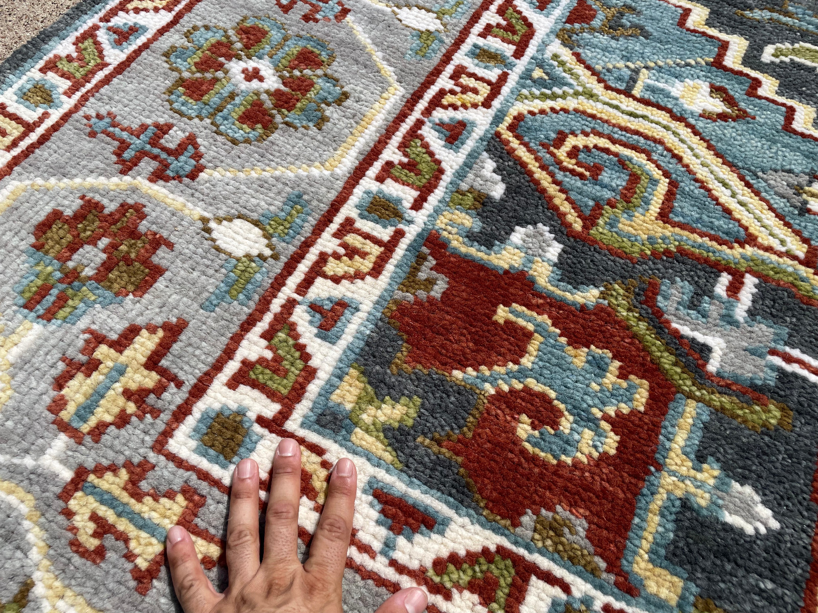 8x10 ORIENTAL RUG HANDMADE WOOL HANDKNOTTED heriz blue gray