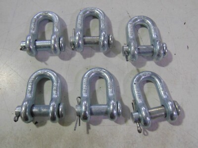 6 RCP Chain Safety Clevis Shackles with Round Pin 3/4'' WLL 4-3/4 Ton Shackle 7/8
