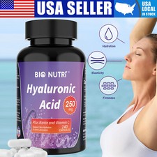 Hyaluronic Acid Supplements 250mg 240 Capsules for Skin Hair Nail and Eye Health