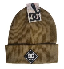 DC Shoes Men's Brown Stretch Fit Knit Cuffed Label Beanie Hats Cap - One Size