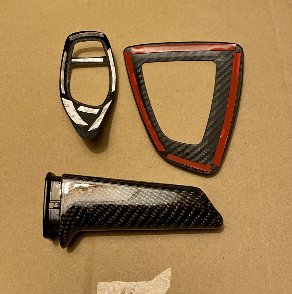 Freno de mano selector envolvente de fibra de carbono real para BMW M235i M240i F22 Foto 4 de 4