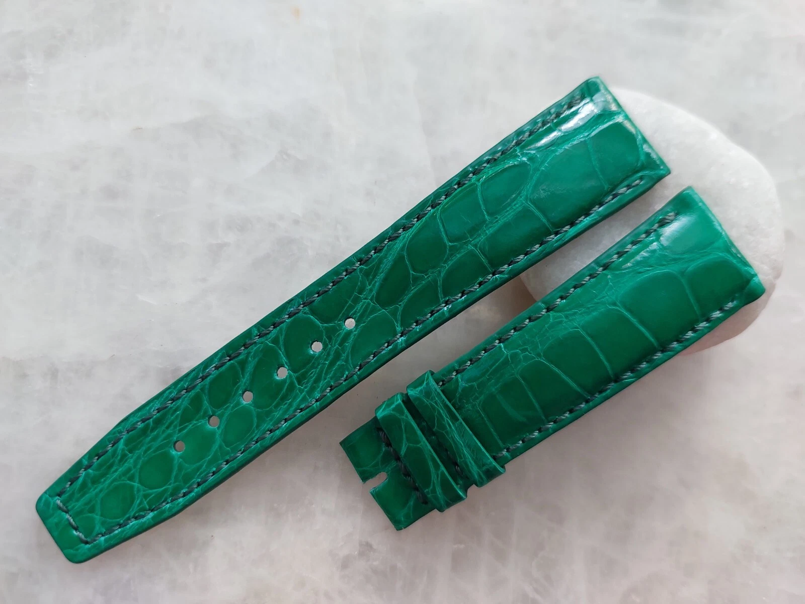 21mm/18mm Green Alligator Crocodile Print Leather Watch Strap Band