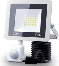20W Plug in LED Motion Sensor Flood Light, PIR Induction Lamp, Dusk to Daw