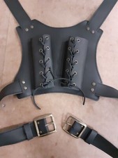 Mytholon R&uuml;ckensystem mit zwei Scheiden Leder Schwarz Larp Mittelalter #12241