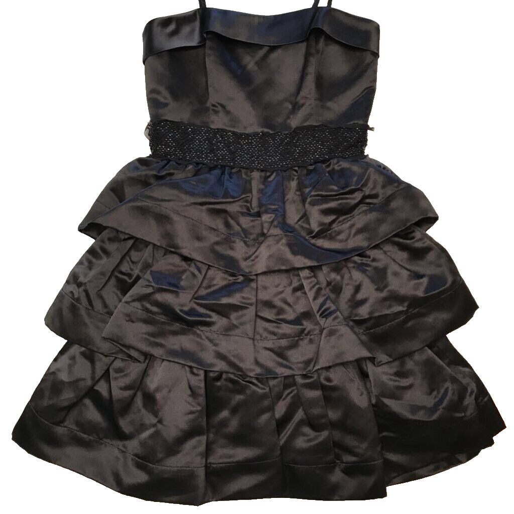 black spaghetti strap fit and flare dress Fit 7 Flare Midi Dress – Lola's on 3rd main image 1