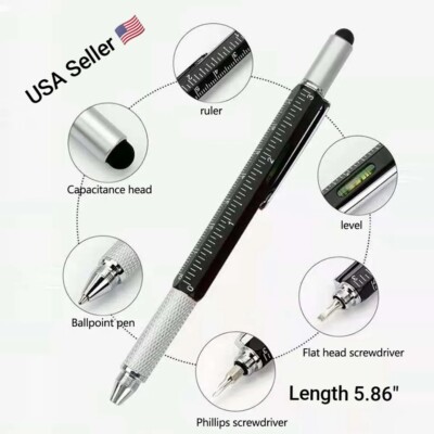 7 in 1 Multifunction Ballpoint Pen with Modern Handheld Tool Measure Technical 