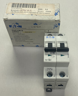 EATON,FAZ-C6/2,MINIATURE CIRCUIT BREAKER 6A 2P NEW
