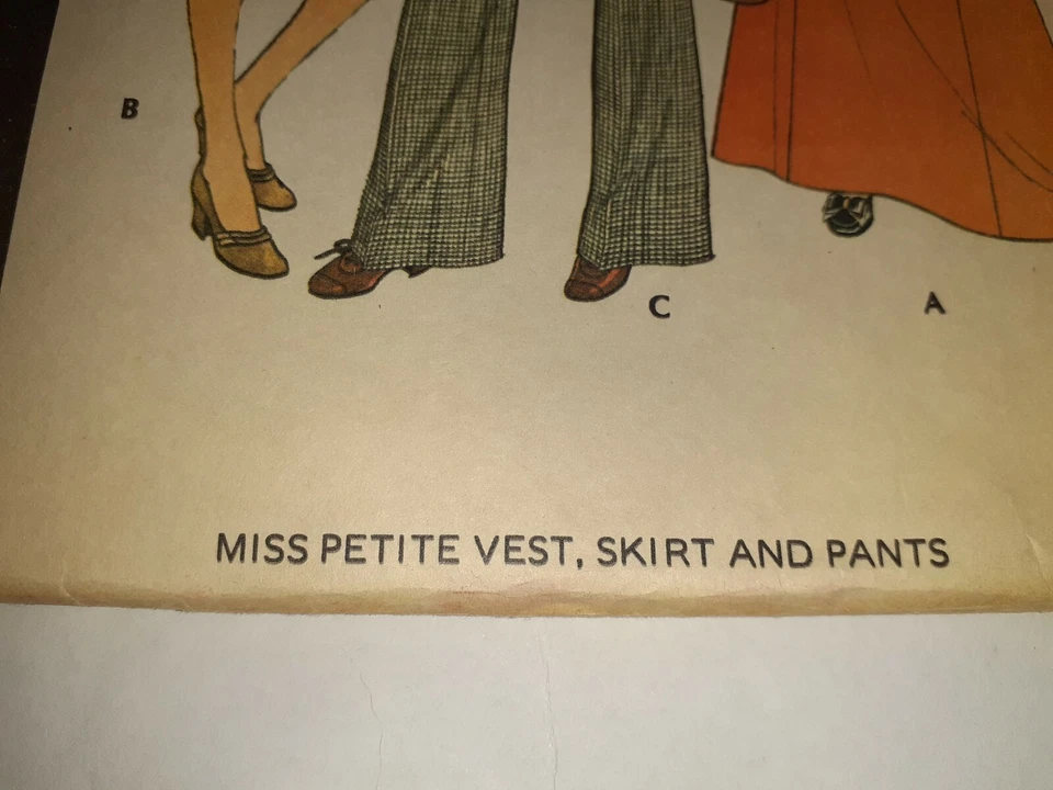 McCall's 3382 Vest Skirt Pants Sewing Pattern Ladies M P 16 Petite VTG 70's UC - Image 2 of 4