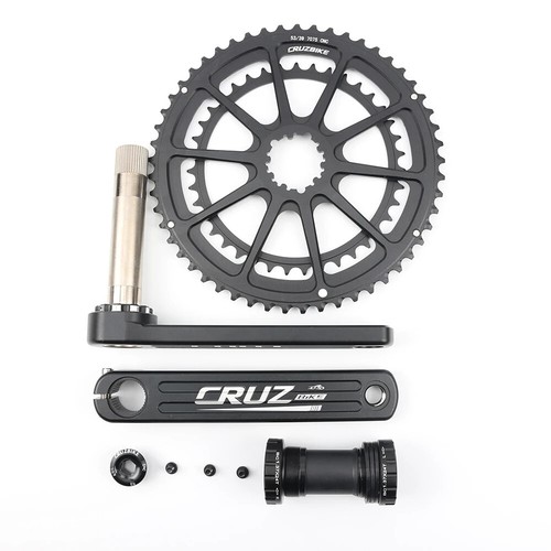  Road Bike Crankset 155-175mm Crank 50-34T/52-36T/53-39T Double Chainring  - Picture 8 of 26
