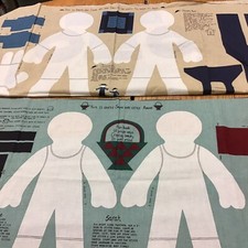 Primitive Folk Art 4 matching Dolls Easy Cut Sew Fabric Craft Project Panel