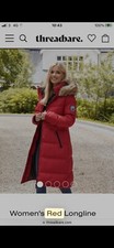 Threadbare Long Red Ladies Puffer Coat Fur Hood Like Canada Goose Bnwt