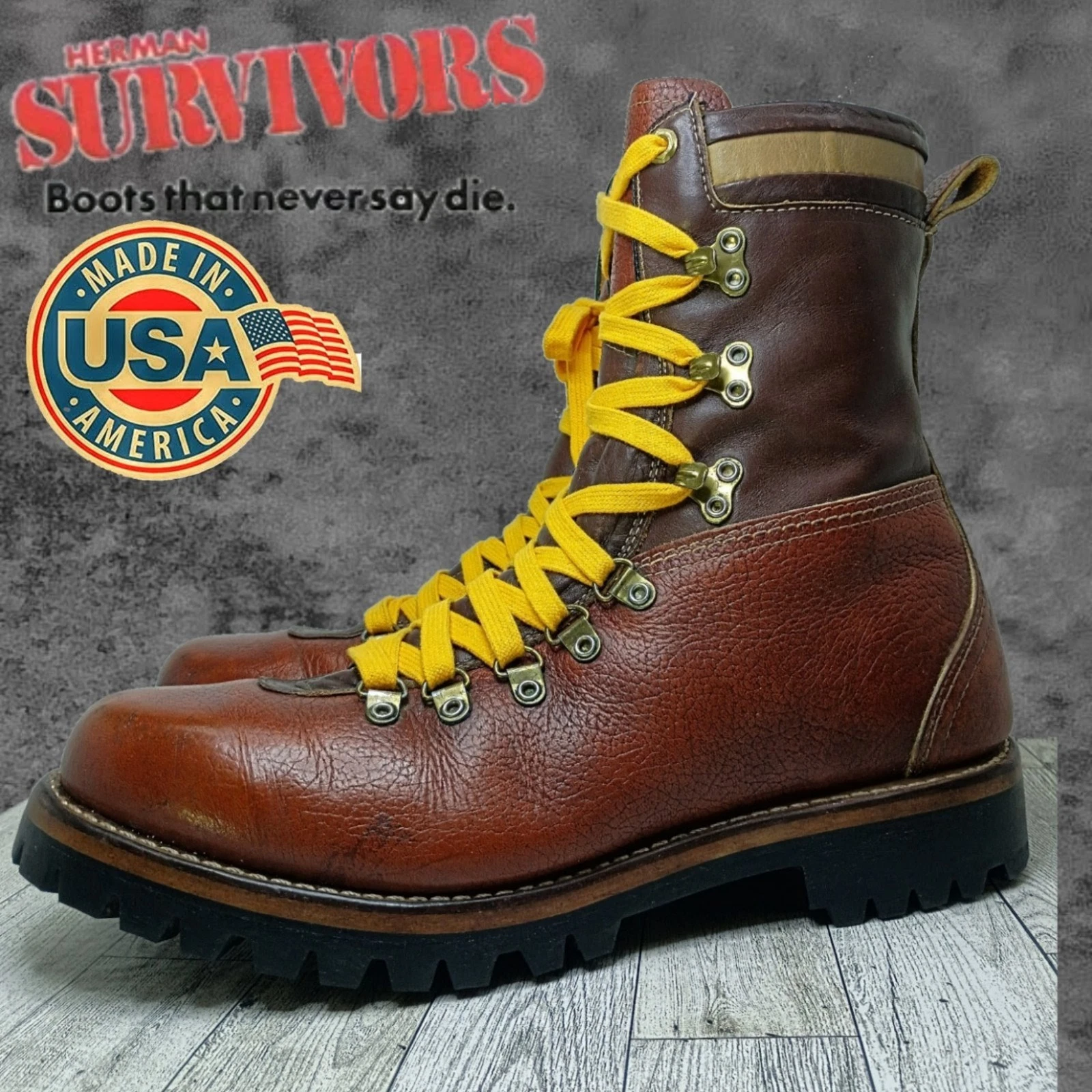 Vtg Herman Survivor Sz11 Mountaineering Hunting Vibram 100 Leather Midsole& Welt
Opens in a new wind