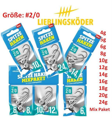Lieblingsköder SPITZE HAKEN JIG Gr.2/0 4g 5g 6g 8g 10g 12g 14g 16g 18g 20 24 MIX