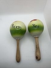Set Of 2 Puerto Rico Maracas Hand Painted And Handmade