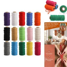 15 Colors 2mm Macrame Cord Cotton Twine String Rope 480 Yards Craft Wall Hanging