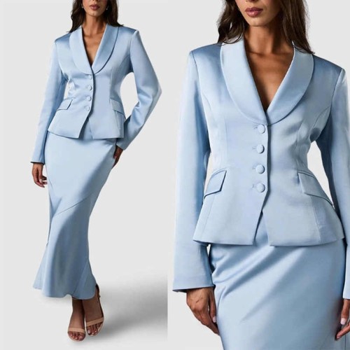 Abito donna monofila giacca collo sciallato moda matrimonio formale business banchetto - Foto 8 di 9