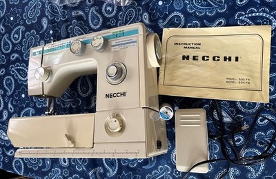 Operational Necchi Sewing Machine 535FA W Foot Pedal, Instructions, Case!