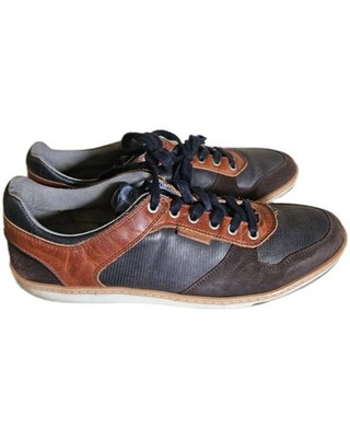 Bullboxer Brown Black Leather Lace-Up Sneaker Men's Casual Shoes Size 11
