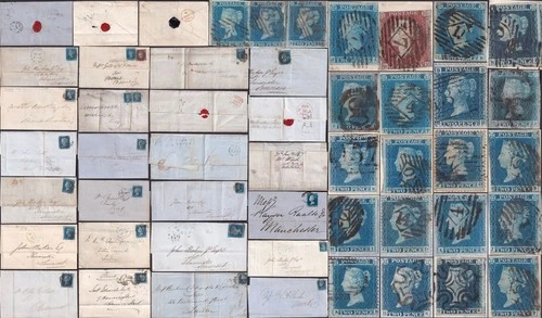 GB QV IMPERFORATE TWOPENNY BLUES on COVER 1840-55 Postmarks etc ..PRICED SINGLY