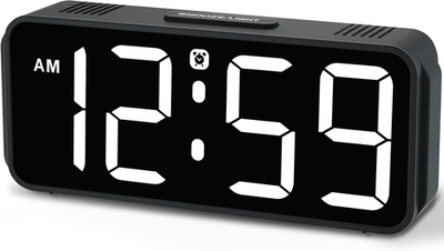 #ad #ad Reloj Despertador Digital Pequeno Enchufe Blanco Para Mesa Numeros Grandes $30.41