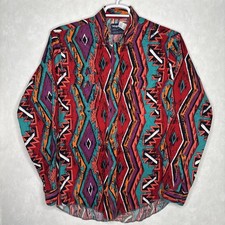 Vintage Wrangler Cowboy Cut Aztec Southwestern Colors 15 1/2-35 Made In USA