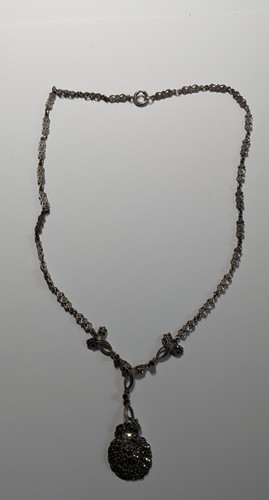 Beautiful Antique Art Deco Sterling Silver Marcosite Necklace (AK)