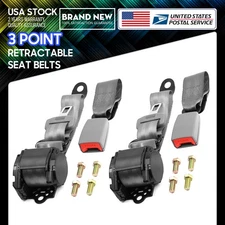 Retractable 3 Point Safety Seat Belt Straps Car Auto Vehicle Adjustable Belt Kit