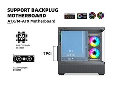 SV02 ATX Computer Gaming PC Case Mid Tower Black with 3 ARGB Fans SAMA