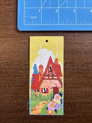 1930s USPCC Bridge Tally #T-43A (Buzza?) Art Deco Colorful Cottage and Garden