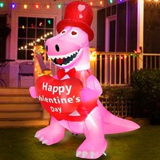 4 Foot Valentine's Day Inflatable Dinosaur Outdoor Decoration Blow Up Dinosaur H
