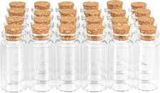 24 Pack 10 ml Glass Bottles with Cork Stopper  Mini 0.3 Ounces, Transparent