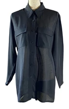 Vintage Coquette Boutique Europa Black Sheer Medium Goth Chic Button Down Blouse