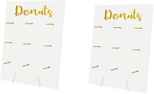2 Pcs Wood Donut Wall Display Stand Reusable Rustic Doughnut Board Holder Donut