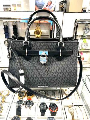 Michael Kors Hamilton Women Medium Satchel Bag Purse Messenger Black Shoulder MK