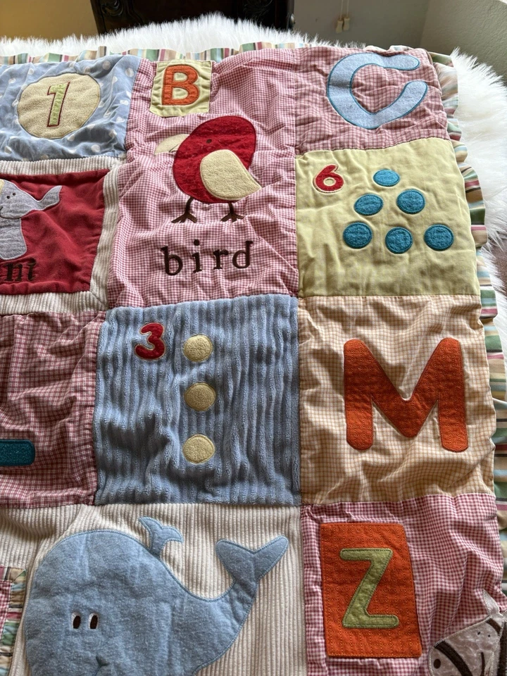 CoCalo Nursery Crib Bedding Quilt Alphabet Animals  Baby Toddler Nursery 41”X34” - Image 4 of 4