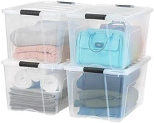 72 Quart Plastic Storage Box with Lid 4 Pack