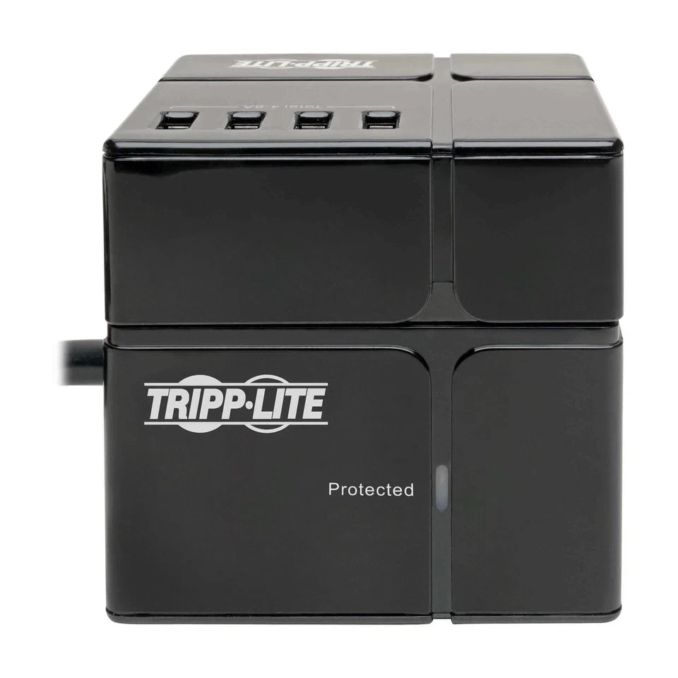 Tripp Lite Surge Protector 3 Outlet 6 USB-A Power Cube Black TLP366CUBEUSBB - Image 4 of 4