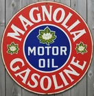 Magnolia Motor Oil & Gasoline 12 Diameter Vintage Novelty Metal Sign Made In USA
