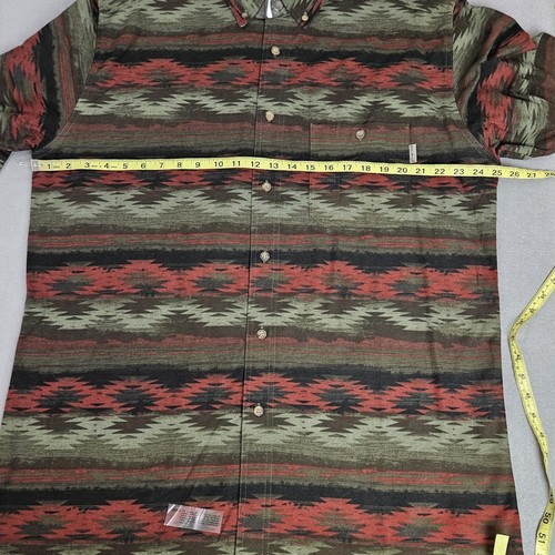 Woolrich Shirt Men Sz L Olive Blanket Southwest Aztec Button Up Chamois Flannel - Picture 8 of 9
