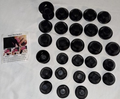28 Piece Non Hot Silicone Curlers - Black