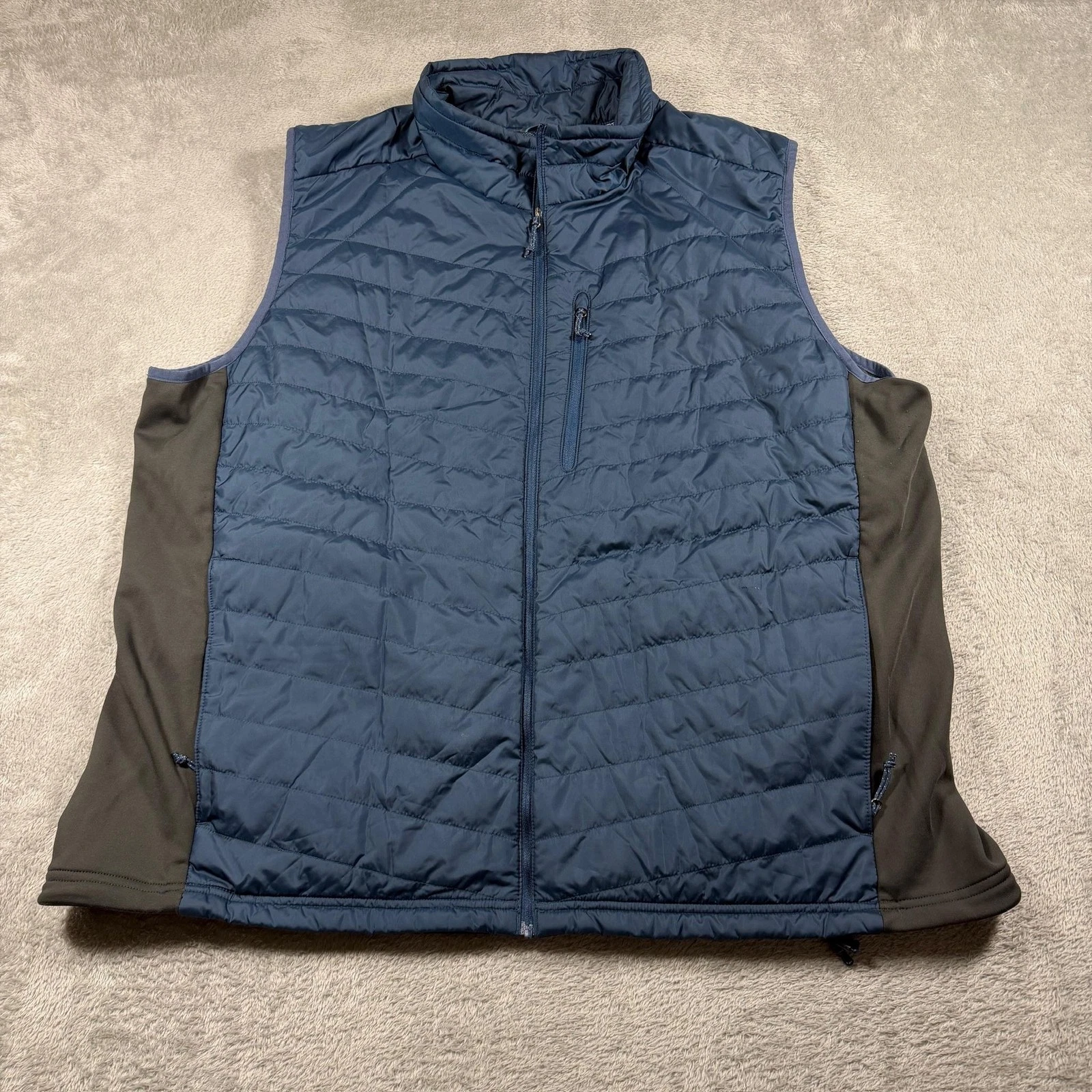 Columbia Omni-Heat Vest Mens 2XL Blue Quilted Full Zip Insulated Softshell Sides