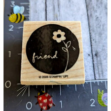 Stampin' Up Friend Flower Script 2006 Rubber Stamp Wood C36
